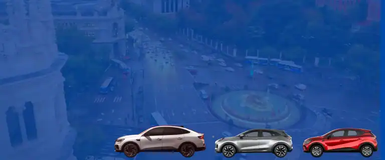 Vista de Cibeles con flota de coches de alquiler Carmove en Madrid